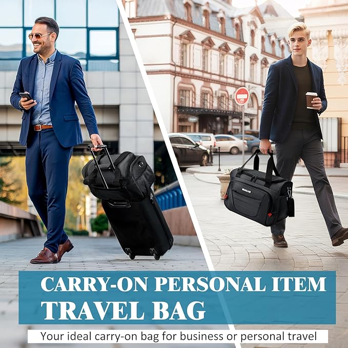 Underseat Carry On luggage Bag Airplanes Personal Item Bags, Gym Bag for Men Weekender Overnight Travel Tote Bag Shoulder Small Softside Carry on Luggage Travel Duffel Bags For Men Women -18 IN Grey