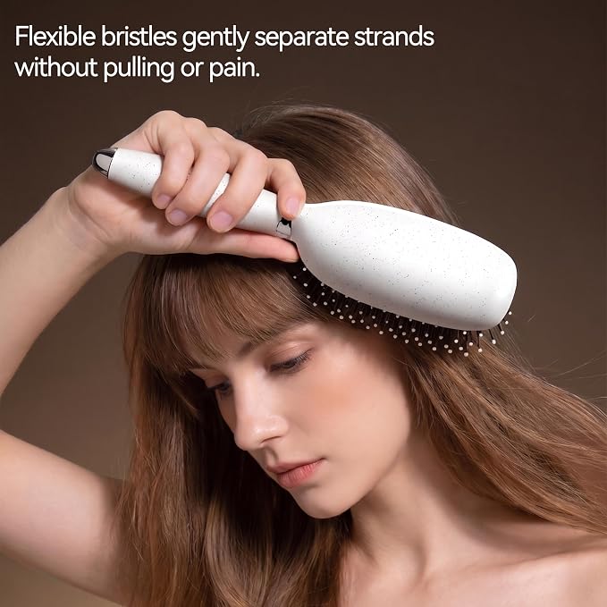 Hair Brush for Men, Detangling & Styling Hairbrush with Flex Cushion Base | Ball-Tipped Bristles, For Wet/Dry Use, Scalp Massage Function, Detangler Brushes for Fine/Thin/Thick Hair, White