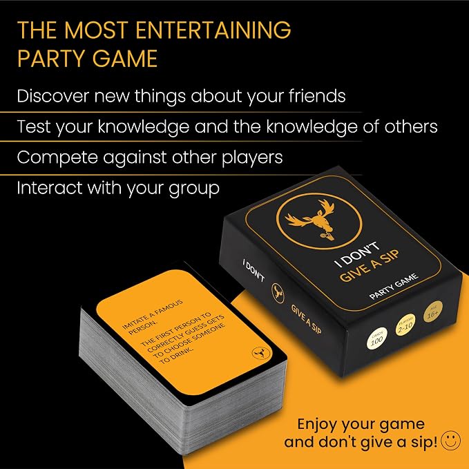 I DON'T GIVE A SIP... Fun Drinking Game for Adults | Hilarious Drinking Cards that Will Get You Drunk or Make You Do Funny Things | Adult Party Games for Game Nights and Epic Bachelor Parties