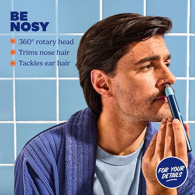 Dollar Shave Club | for Your Details Trimmer | Nose and Eyebrow Hair Razor for Men | Shower Safe, 360° Rotary Head, Detailer Head Attachment | Nose, Beard, Hair Trimmer, Face Remover for Men & Women
