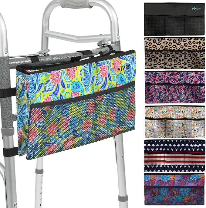 Vive Walker Bag - Accessories Wheelchair Basket Pouch (Water Resistant) - Seniors Caddy Accessory Attachment for Folding, Rolling Walkers - Carry Storage Carrier Tote - Lightweight, Universal Size