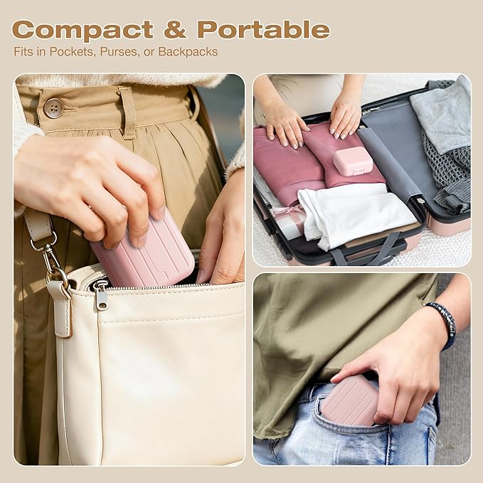 Small Travel Pill Box, Double Layer 7-Compartments Pill Organizer, Portable Weekly Pill Case Container for Pocket, 7 Day Compact Medicine Holder for Vitamins, Fish Oils, Supplements Pink