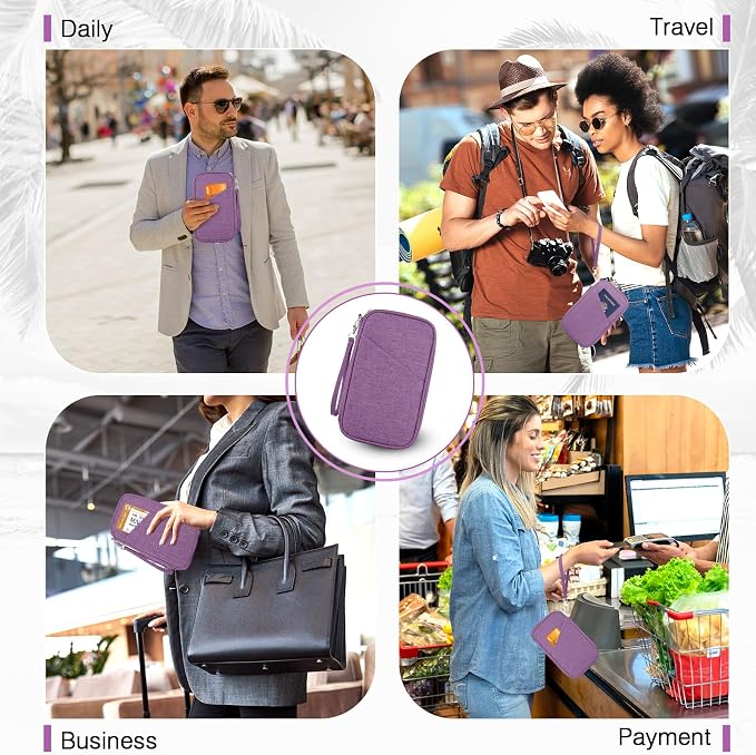 Passport Holder Family, Women Rfid Blocking Passport Wallet, Travel Essentials Premium Wallets, Waterproof Passport Holders Bag for Men Traveling, Travel Document Organizer Credit Cards Case
