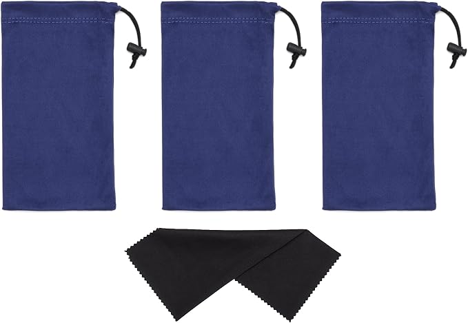 Mamlyn Premium Quality Microfiber Sunglasses Pouch With Spring Fastener