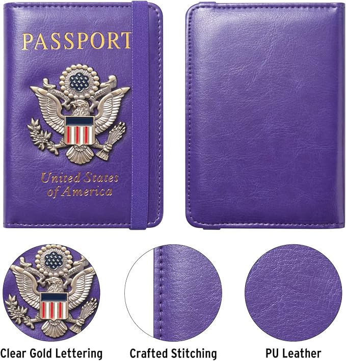 Premium Passport Holder for Travel RFID Blocking Passport Cover Slim | Passport Cover for Women Men Leather US Passport Wallet Case for Travel Passport Book Cover Travel Document Organizer Carrier