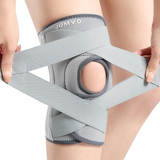 JOMVD Knee Brace for Knee Pain, Meniscus Tear, Adjustable Knee Support with Side Spring Stabilizers for ACL,Meniscus Tear, Arthritis, Patella Stability, Knee Pain Relief, Women and Men,Small