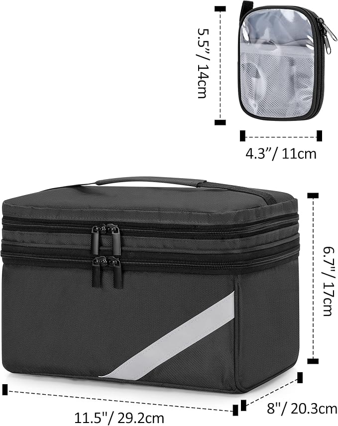 Trunab Medicine Storage and Organizer Bag Empty, Pill Bottle Organizer | with Portable Small Pouch, Home First Aid Box for Emergency Medication, Supplements or Medical Kits (Bag Only)