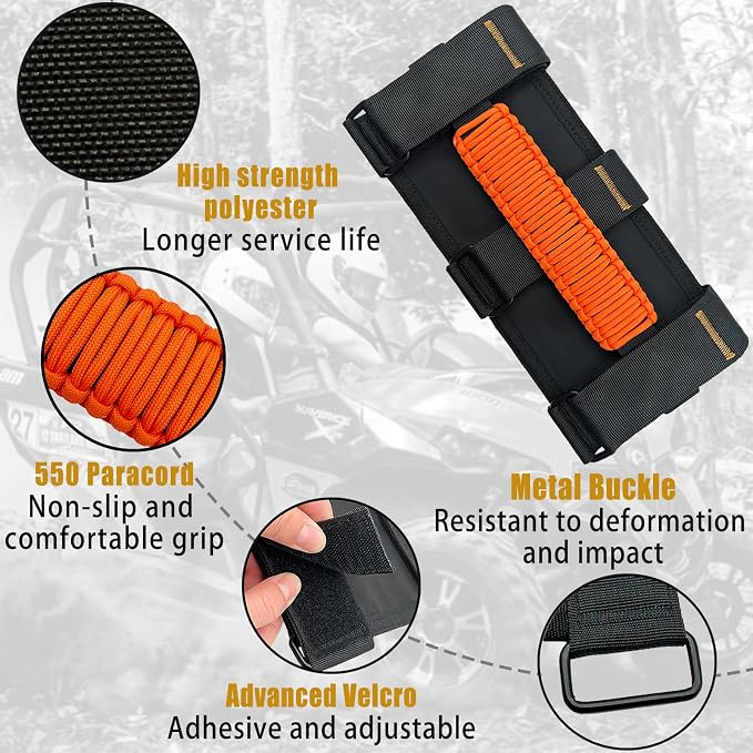 2 Pack Paraocrd Roll Bar Grab Handles for Jeep Wrangler Accessories | CJ YJ TJ JK JL LJ JLU JKU Sahara Freedom Rubicon, Gladiator JT (1955-2023 Modle), Upgrade Strong Metal Buckle, Non-Deformable
