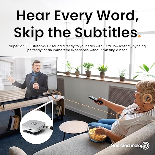 SuperEar NEW Model SE10 for Seniors - Hearing Amplifiers for Seniors Long Range Listening Device Sound Amplifier Listening Device Noise Cancelling - Remote Microphone PSAP TV Audio Accessories