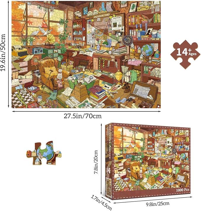1000 Piece Jigsaw Puzzles for Adults,Detective Agency Puzzle with 1:1 HD Poster,Precise Interlocking,Letter Markings on Back,Dust-Free, Stress Relief & Ideal Family Game Gift