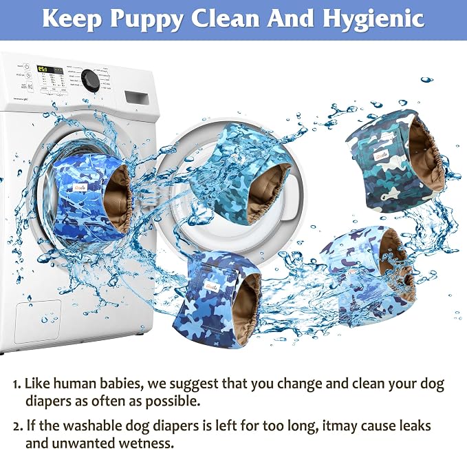 5 Pack Dog Diapers Male Reusable, Premium Belly Bands for Male Dogs, High Absorbing Male Dog Pee Wraps for Doggie in Incontinence or Excitable Urination and Training Camouflage Pattern XXL