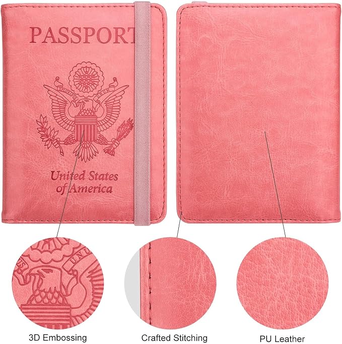 WALNEW Passport Holder for Travel, RFID Passport Cover Wallet for Women Men, PU Leather Passport Book Card Holder Case with Pen, Travelling Essentials for Flying | PU Leather Passport Cover Case with Pen Holder, Travel Must Haves Accessories, Passport ...