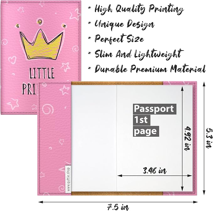 Passport Cover for Kids, Women and Men, Cute Travel Passport Holder (Little Princess)