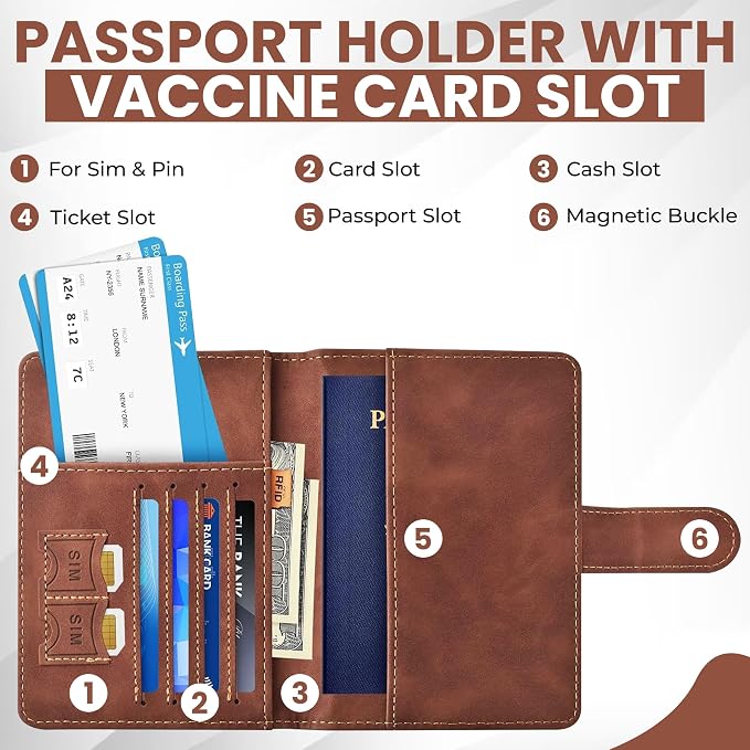 Passport Holder for Travel Essentials, Passport Wallet Cover Case for Travel Must Haves Accessories,Passport Book Holders for Women and Men