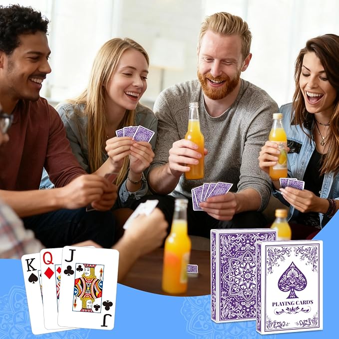 Playing Cards, Deck of Cards, Poker Cards, Jumbo Poker Size Large Print Playing Cards for Adults Seniors, Card Games for Family Game Night Table Games Magic Casino Theme Party (Purple)
