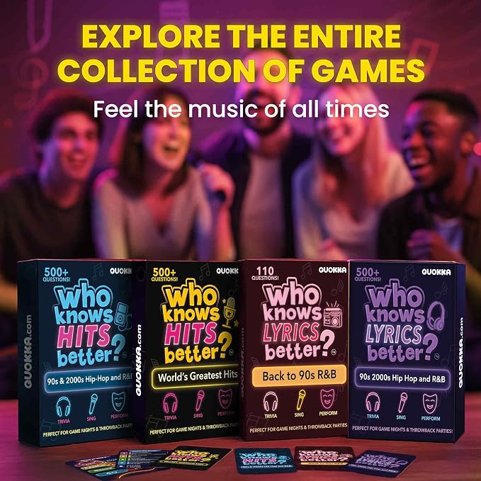 Quokka Who Knows Lyrics Better? 110 Throwback Questions – Back to 90s R&B – Ultimate Music Trivia and Singing Game for Adult & Family Party Games – Fun Lyric Challenge for Teens, Girls & Game Nights