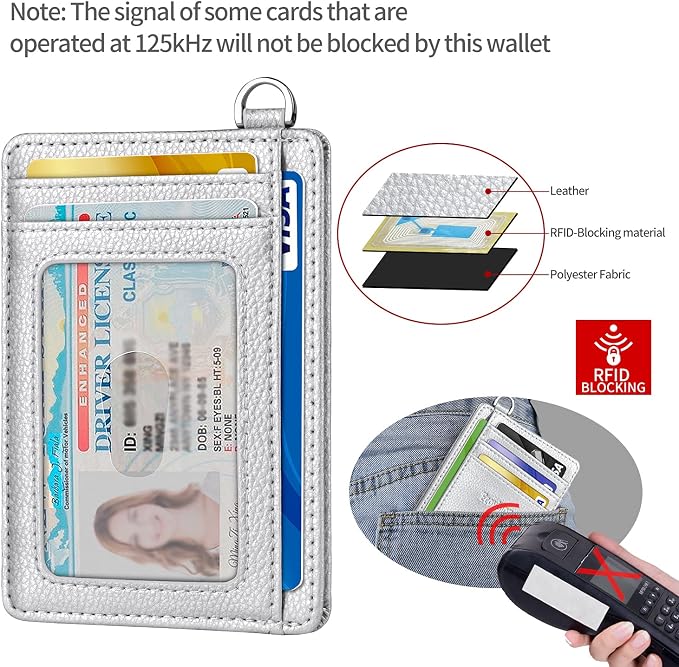 Slim Minimalist Front Pocket Wallet, RFID Blocking Credit Card Holder Wallet with Detachable D-Shackle for Men Women