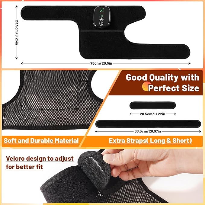 Cordless Knee Heating Pad, 3 in 1 Elbow & Shoulder for Arthritis Pain Relief, Rechargeable Heated Knee Brace with 3 Heat Levels and 3 Massages, Electric Supports Wraps for Joint, Gifts for Men Women