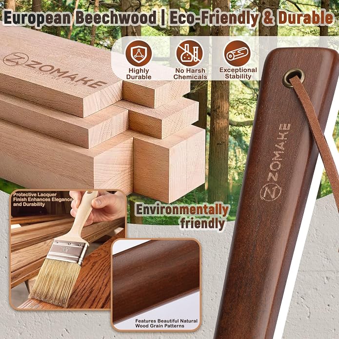 ZOMAKE Wooden Shoe Horn Long Handle for Seniors Men Women 16.5"/16.9" | Wood Long Shoehorn Boot Horn, Shoe Spoon Helper, Shoes Protection, No Bend Over, Easy Shoe Wear for Home Use