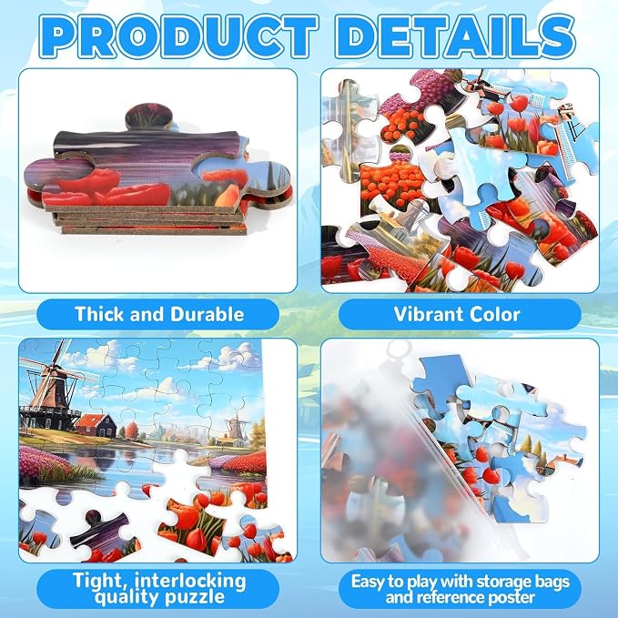 6 Pack 36-Piece Large Jigsaw Puzzles for Seniors Easy Dementia Alzheimer Products Dementia Activities Memory Training Game for Elderly Alzheimer's Patients in Nursing Home Gift (Style 3)