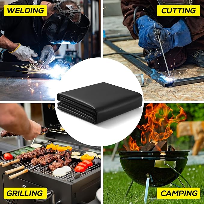 4x6ft Welding Blanket, Silicone Coated Fiberglass Fire Blanket, Welding Blanket Fireproof, Designed for in Home and Outdoor Use for Professional and Heavy-duty Welding, Cutting, and Other Uses