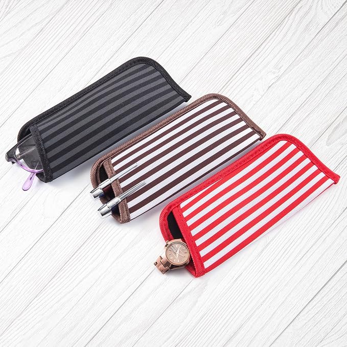 TRIUMPH VISION Reading Glasses Pouch Eyeglass Sleeve Soft Case Slim 3 Pack | Alternative to Bulky Case Lightweight，Neoprene Lined Padded Protect Optical lens Slip in, Cute Pattern Portable for Daily Use