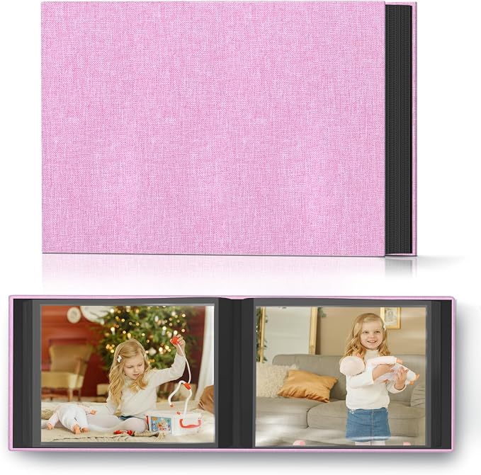 Popotop Photo Album 4x6 48 Pockets for Wedding Gifts,Linen Hardcover Picture Albums for Family Anniversary Baby Vacation Pictures