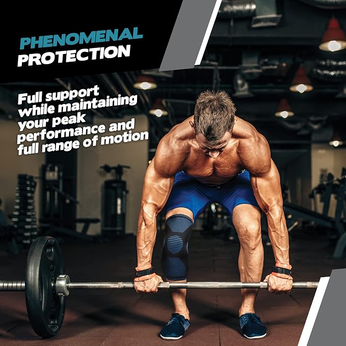 POWERLIX Knee Compression Sleeve - Best Knee Brace for Knee Pain for Men & Women â€“ Knee Support for Running, Basketball, Volleyball, Weightlifting, Gym, Workout, Sports - (Light Blue XXL)