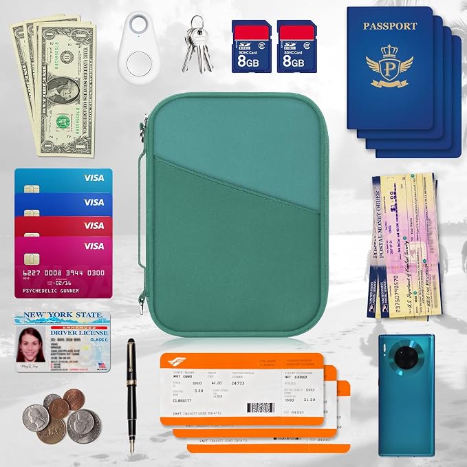Family Passport Holder for Travel with RFID Blocking, Traveling Essentials Organizer Pouch Bag, Light Passport Wallet for Travel Must Haves Accessories for Women Men