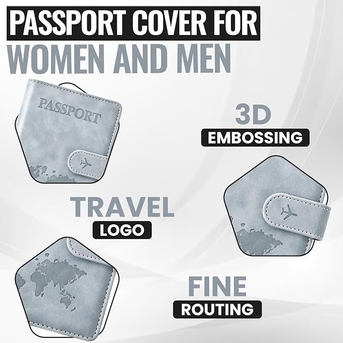 Passport Holder for Travel Essentials, Passport Wallet Cover Case for Travel Must Haves Accessories,Passport Book Holders for Women and Men BLACK (SILVER)