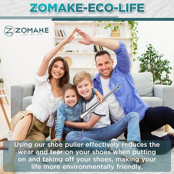 ZOMAKE Metal Shoe Horn Long Handle for Seniors 16.5 Inch,Long Shoehorn Stainless Steel Shoe Spoon Shoe Helper for Men Women