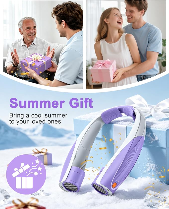 Portable Neck Fan, 6 Speeds Airflow Cooling Fan, 6000mAh Rechargeable Personal Fan, 15-20H Long Battery Life, Hands Free Wearable Cooler, Gift for Men Women Travel Camping Outdoor Indoor