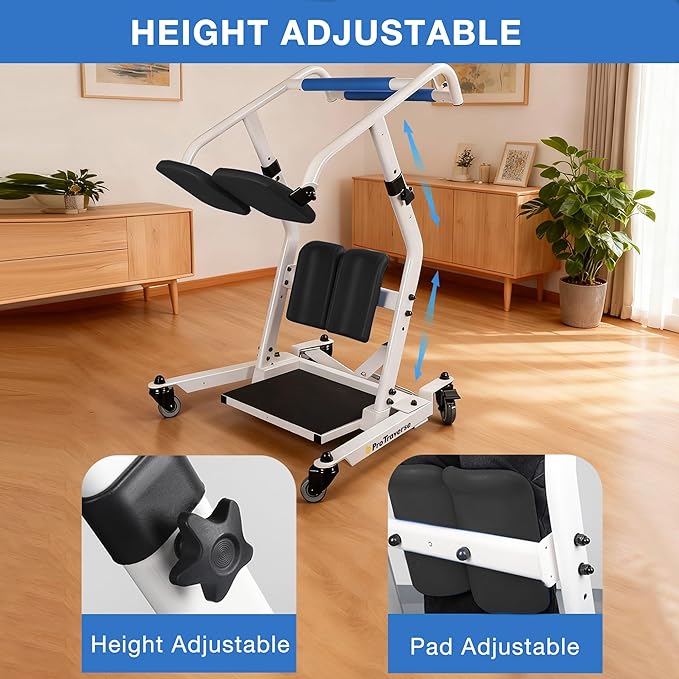 Stand Assist Lift – Sit to Stand Patient Transfer Chair for Elderly & Disabled, 400 lbs Capacity Lift Aid with Adjustable Height – Home & Nursing Care Mobility Support,Black