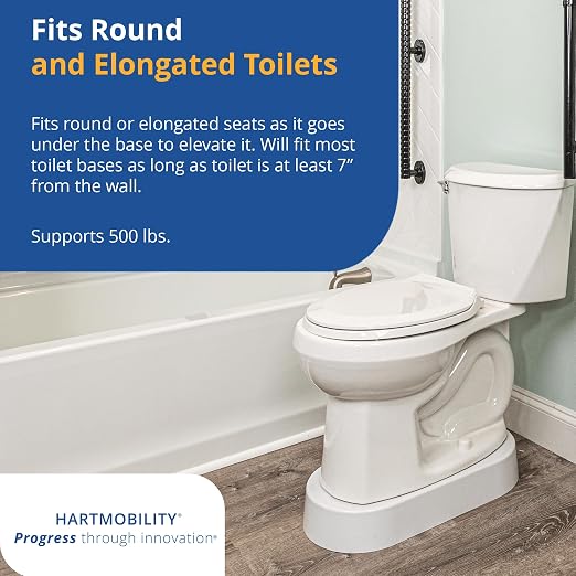 Toilet Base Riser 500 lb Capacity 3.5" High Raised Toilet Seat - Toilet Base Plate, Elevated Toilet Seat, Toilet Seat Risers for Seniors, Handicapped Toilet Seat Riser Fits Standard Toilets