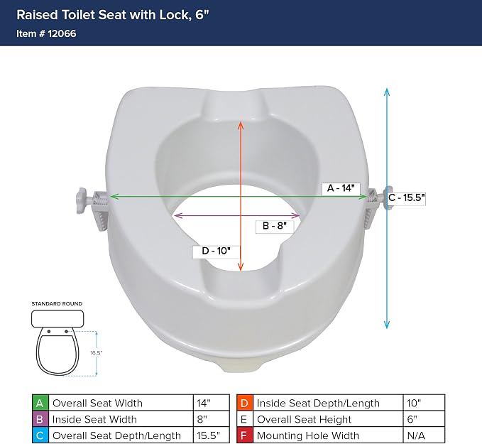 Drive Medical Premium Raised Toilet Seat, Standard Seat, White | 12066 Premium Raised Toilet Seat Adds Extra Height and Comfort to Any Standard Toilet Bowl Setup at Home