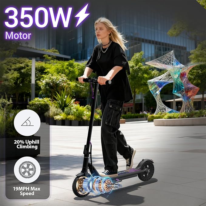 Electric Scooter for Adults, Folding E Scooter with 350W/500W Motor 16-24 Mph Top Speed, Max 15-60 Miles Long Range, 6.5''/8.5''/10''/14'' Solid Tires Commuting Scooters, Dual Brakes, APP