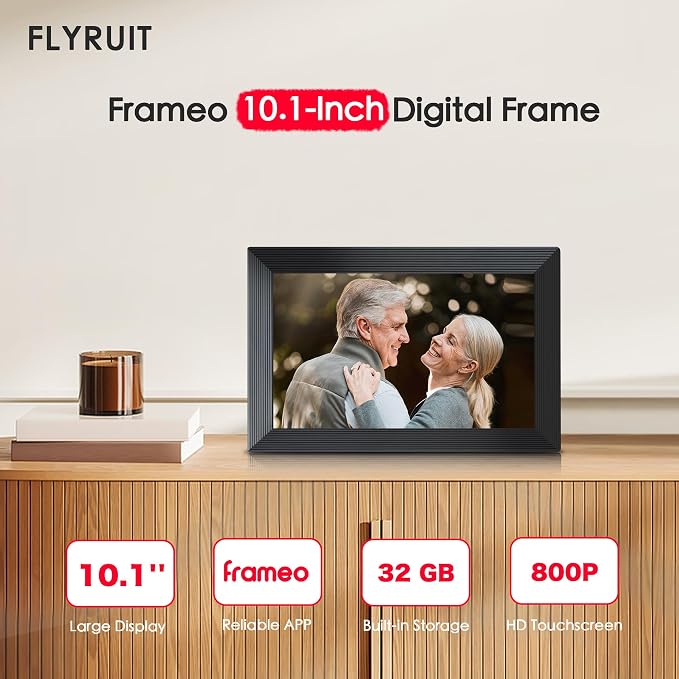 Frameo 10.1" Digital Picture Frame WiFi, 1280 * 800 IPS HD Touchscreen, 32GB Storage, Instant Share Pictures Video, Smart Photo Frame Electronic, Gifts for Mom, House Warming