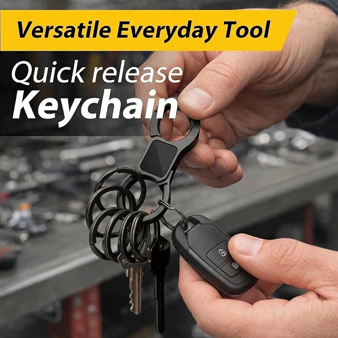 DAYGOS Key Chain, Quick Release Car Keychain with 8 Key Rings for Men | Heavy Duty, Easy Detachable Keychains Organizer, Portable Multi Key Ring Clip with Spring Hooks