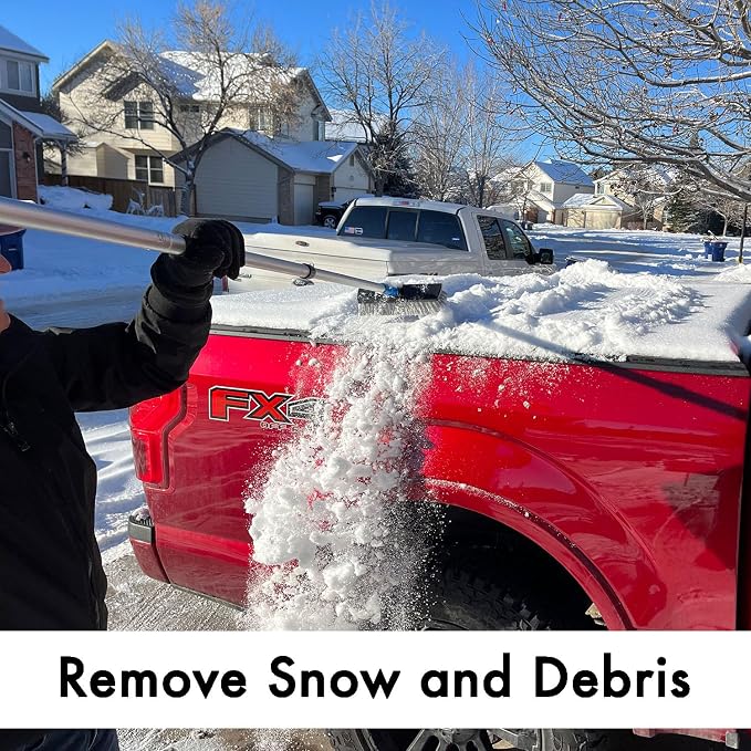 6 ft Truck Cargo Retriever | Heavy Duty Grabber Reach Tool - 110 Pound Pull | Includes Vehicle Debris and Snow Broom | Rust Resistant Aluminum and Stainless Steel (Pole, Hook & Broom)
