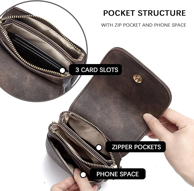 BOSTANTEN Small Crossbody Bag for Women Designer Cell Phone Purse | Vegan Leather, Multiple Pockets, Card Slots, Compact Size for Phone, Cards and Keys, Daily Travel Shopping Use