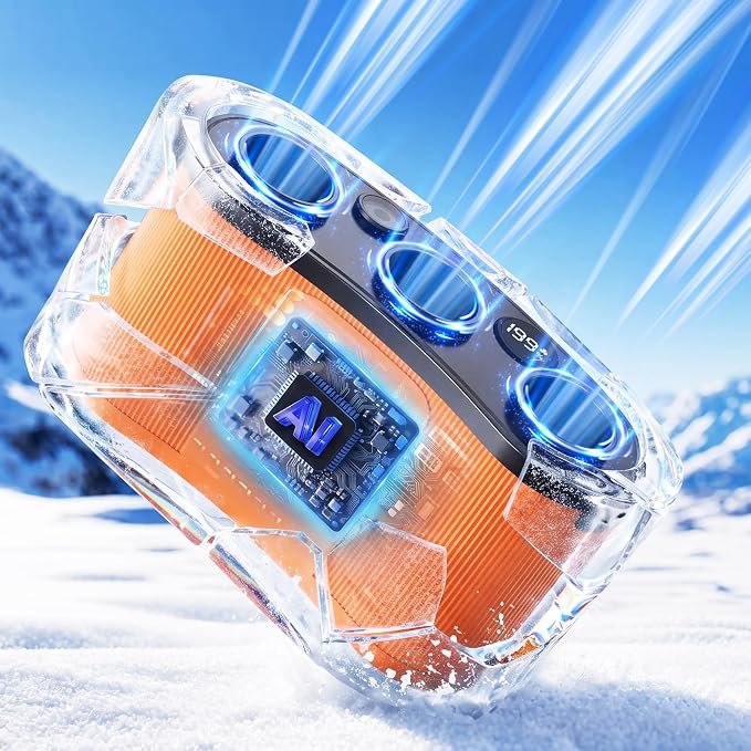 2026 25000MAh AI Portable Waist Fan, 199 Speeds 51000RPM Strong Airflow, Belt Fan with up to 15H of Working Time,Rechargeable Wearable Personal Fans for Outdoor Work Camping Construction Travel