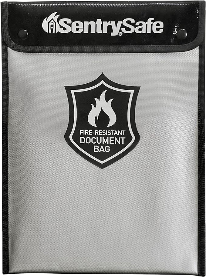 SentrySafe Fire and Water Resistant Portable Bag with Zipper for Money or Document Storage, FBWLZ0SSC