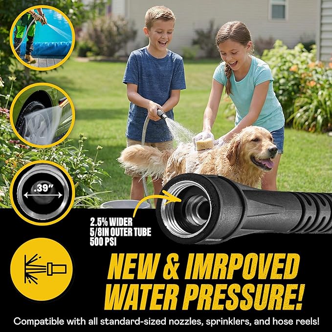 BIONIC STEEL 50 Ft Metal Garden Hose with Sprayer Nozzle | Non Kinking Design, Stainless Steel Heavy Duty Water Hose 50Ft x 5/8 in. Flexible & NON Expandable for Water Flow, 500 PSI
