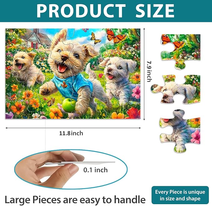 Biarek 6 Packs 16 Large Piece Puzzle for Seniors, Alzheimer's & Dementia Activities, Easy Puzzle, 6 Storage Bags