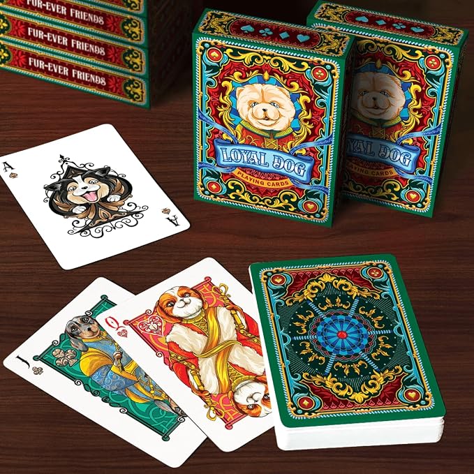 99FOX Loyal Dog Playing Cards for Adults Teens Family Royalty Animal Themed Card Gifts