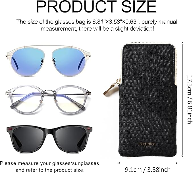 Cockatoo Portable Glasses Case, Drop-Resistant Eyewear Storage Pouch, Slim Soft Case for Sunglasses, with Cleaning Cloth