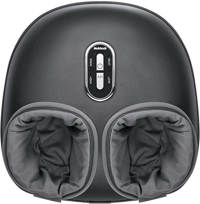 Nekteck Shiatsu Foot Massager Machine and Heat, Air Compression with Deep Kneading Therapy, Relax for Home or Office (Large Size)