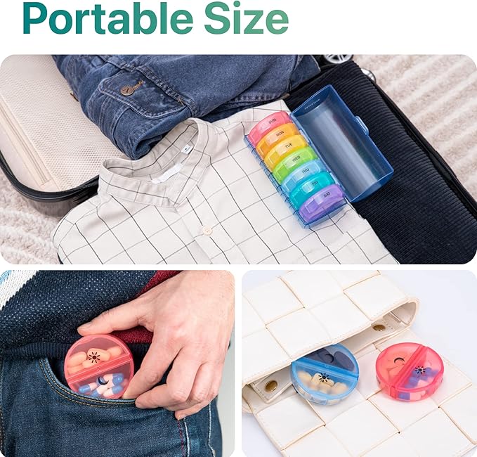 Sukuos Large Weekly Pill Organizer 2 Times a Day, Daily Pill Box 7 Day Easy to Open with Double Protection, AM PM Pill Case for Medicine/Vitamin/Fish Oil/Supplements (Blue)