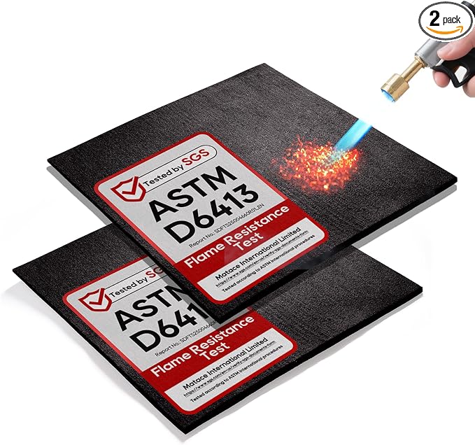 TOPDC 2 Pack Welding Blanket 12x12 Inch, High Temp Resistant Carbon Felt Pad, 5mm Thick Heat Shield Fabric Withstands 2200℉, UL94&MSDS Certified, Flexible&Cuttable for Welding Soldering Grill Firepit