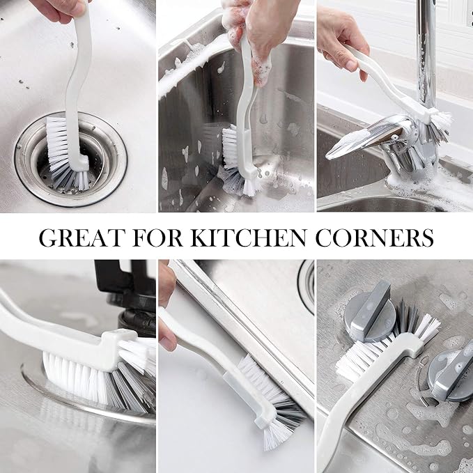 2 Pcs Cleaning Brush Small Scrub Brush for Cleaning Sink Bathroom Kitchen Edge Corner Grout Household Use with Handle